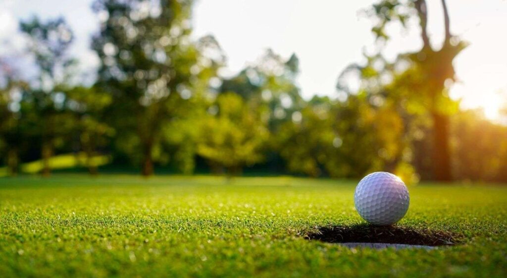 A golf ball about to roll into the hole on the Sugarbush Golf Course in Warren, VT