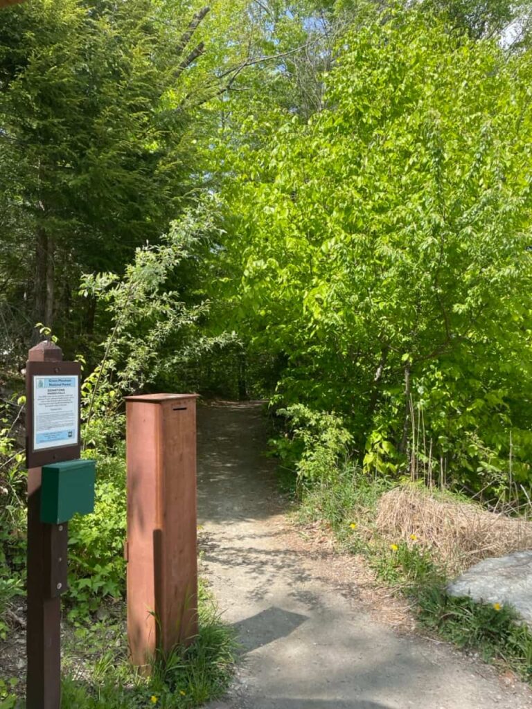 A trailhead to the Green Mountains trail in Warren Vermont